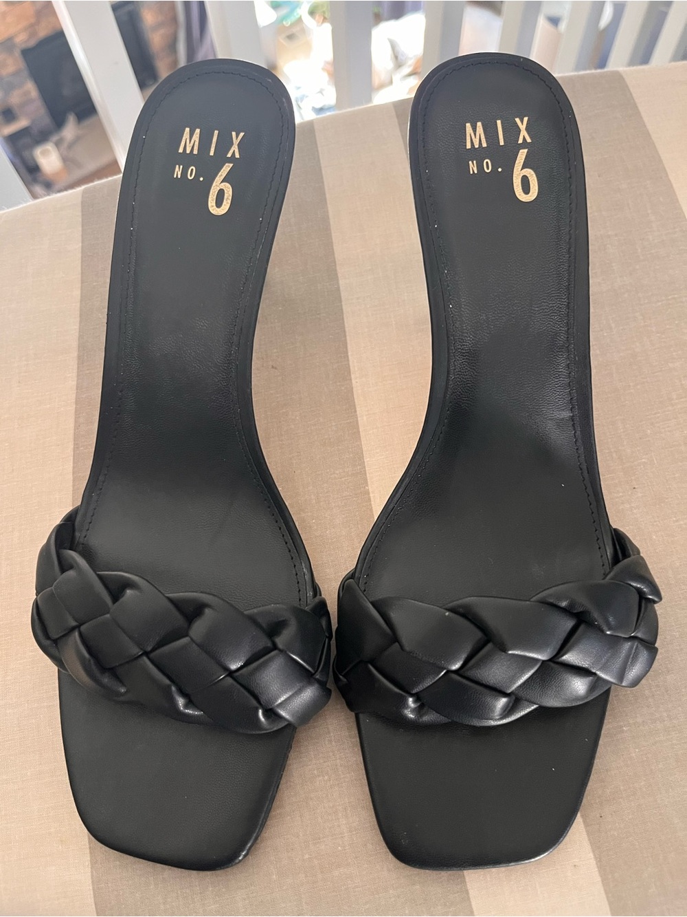 Mix No. 6 Black Braided Slide Heels